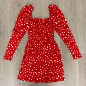 H&M Red Floral Mini Dress